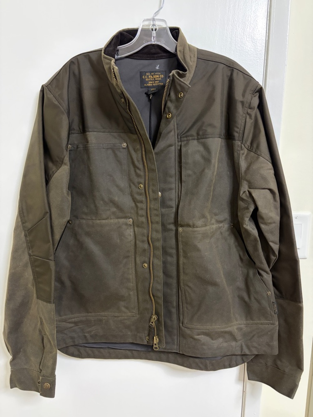 Filson Olive Green Men's Field Jacket with Brass Zipper